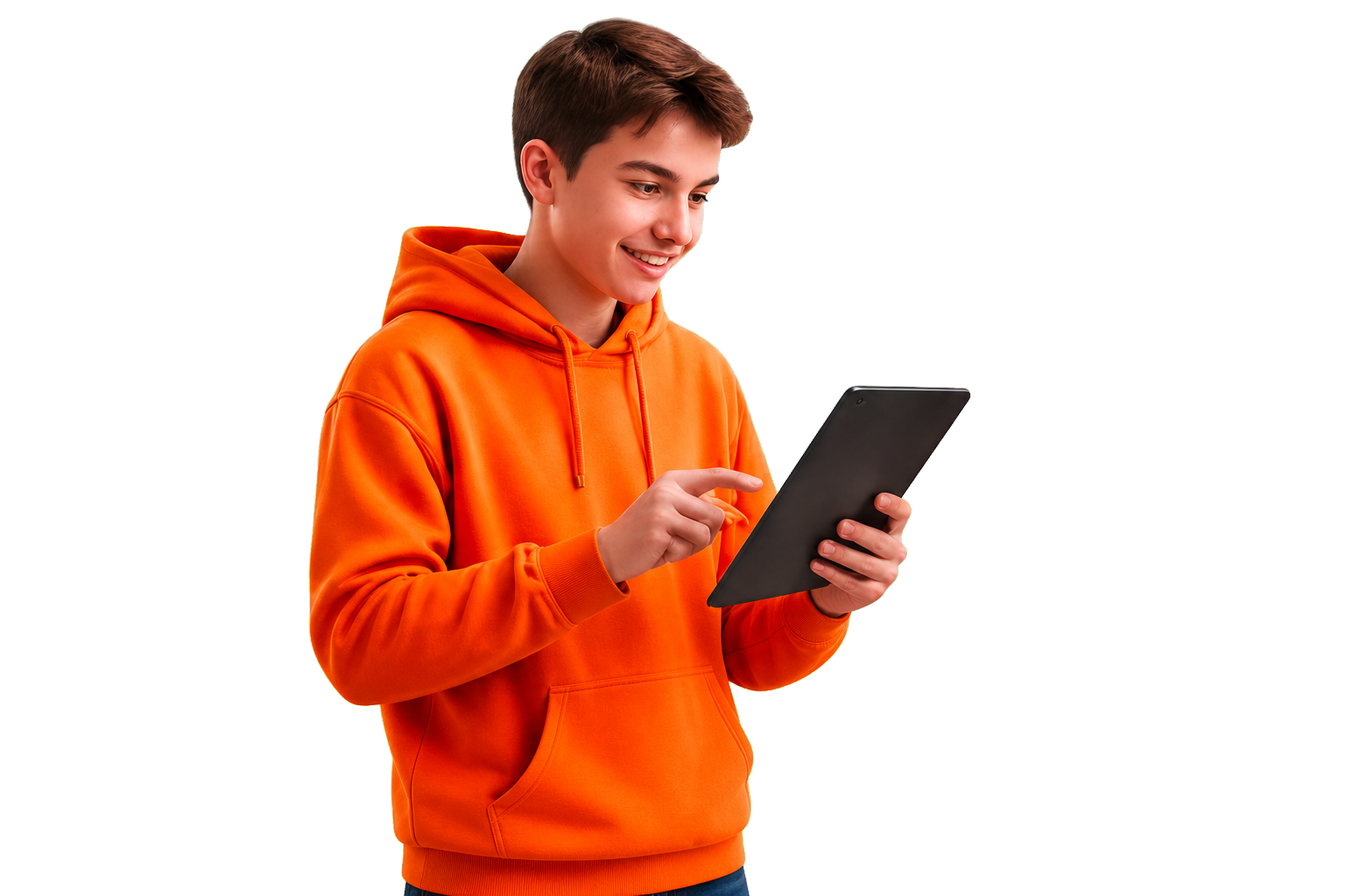Ученик Skill-Study занимается с планшетом